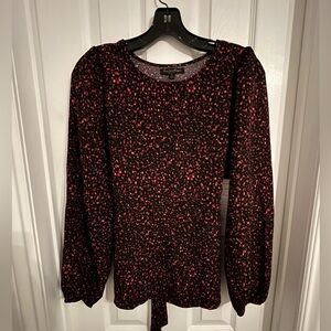 WOMEN'S CAROLINE MORGAN TIE FRONT ABSTRACT POLKA DOT PRINT BLOUSE - SIZE 8
